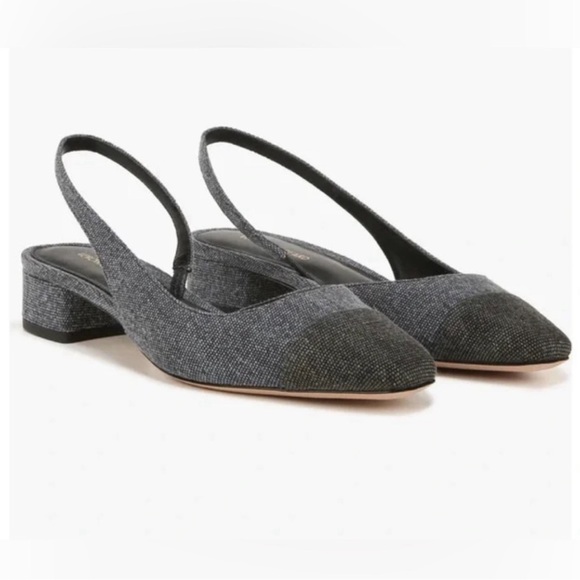 Veronica Beard Two-Tone Slingback Size 10 –Gray Black Blue Denim Cap Toe Pointed - Picture 7 of 7